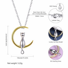 Load image into Gallery viewer, 925 Sterling Silver Cat On The Moon Pendant/Necklace