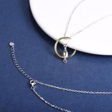Load image into Gallery viewer, 925 Sterling Silver Cat On The Moon Pendant/Necklace