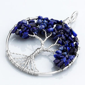 The Tree of Life Healing Natural Gemstone Pendant Necklace - Lapis Lazuli
