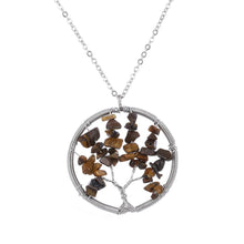 Load image into Gallery viewer, The Tree of Life Healing Natural Gemstone Pendant Necklace -Tiger Eye