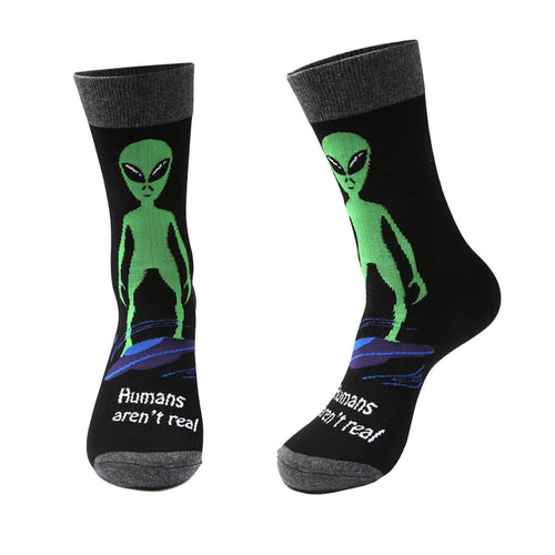 Humans Aren't Real - 1 Pair Unisex ALIEN Themed Socks