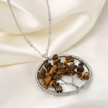 Load image into Gallery viewer, The Tree of Life Healing Natural Gemstone Pendant Necklace -Tiger Eye