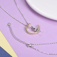 Load image into Gallery viewer, 925 Sterling Silver Cat On The Moon Pendant/Necklace
