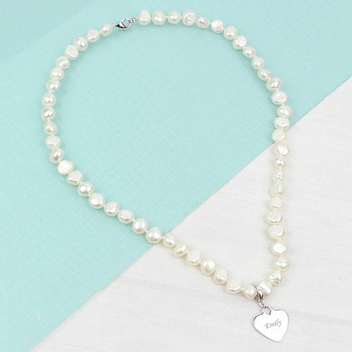 Personalised White Freshwater Pearl Scripted Name Necklace