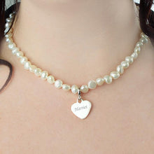 Load image into Gallery viewer, Personalised White Freshwater Pearl Scripted Name Necklace