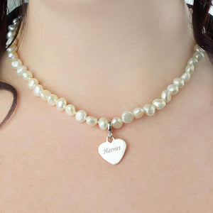 Personalised White Freshwater Pearl Scripted Name Necklace