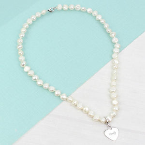 Personalised White Freshwater Pearl Scripted Name Necklace