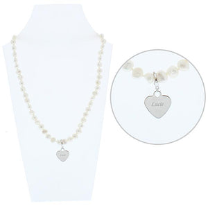 Personalised White Freshwater Pearl Scripted Name Necklace