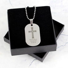 Load image into Gallery viewer, Personalised Cross Stainless Steel Dog Tag Necklace