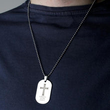 Load image into Gallery viewer, Personalised Cross Stainless Steel Dog Tag Necklace