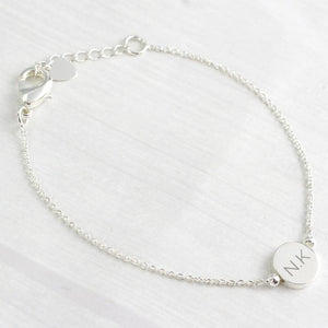 Personalised Silver Plated Initials Disc Bracelet