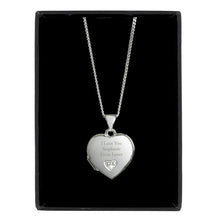 Load image into Gallery viewer, Personalised Sterling Silver and Cubic Zirconia Heart Locket Necklace