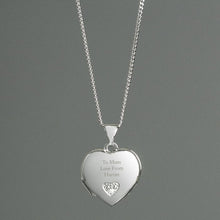 Load image into Gallery viewer, Personalised Sterling Silver and Cubic Zirconia Heart Locket Necklace