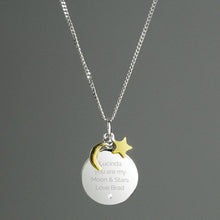 Load image into Gallery viewer, Personalised Moon &amp; Stars Sterling Silver Necklace