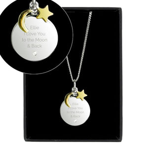Personalised Moon &amp; Stars Sterling Silver Necklace