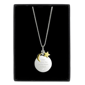 Personalised Moon &amp; Stars Sterling Silver Necklace
