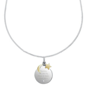 Personalised Moon &amp; Stars Sterling Silver Necklace