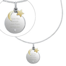 Load image into Gallery viewer, Personalised Moon &amp; Stars Sterling Silver Necklace