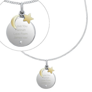Personalised Moon &amp; Stars Sterling Silver Necklace