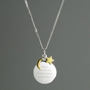 Personalised Moon &amp; Stars Sterling Silver Necklace