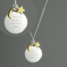Load image into Gallery viewer, Personalised Moon &amp; Stars Sterling Silver Necklace