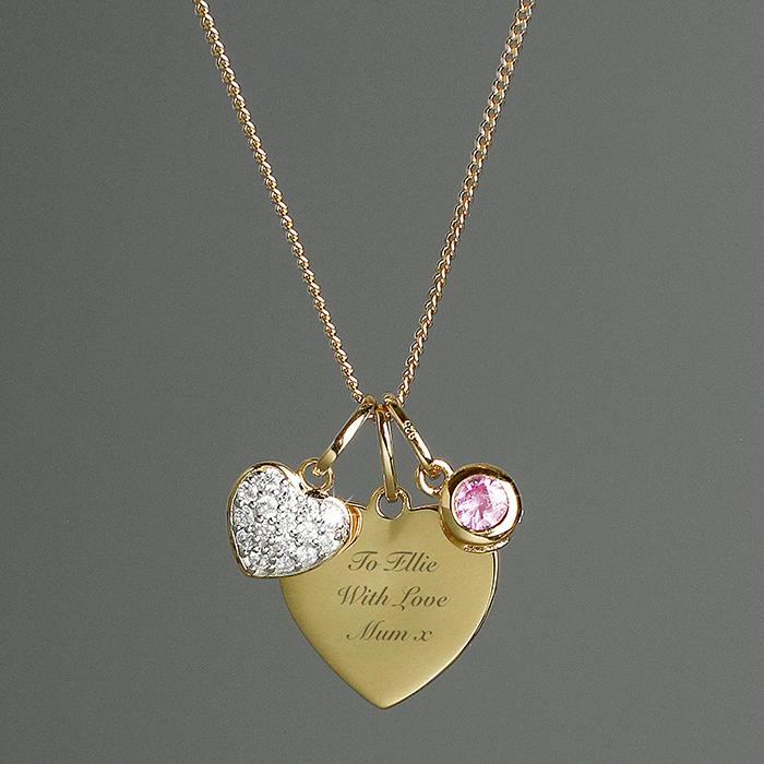 Personalised Sterling Silver 9ct Gold Heart Necklace