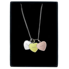 Load image into Gallery viewer, Personalised Silver, Gold and Rose Gold 3 Hearts Necklace