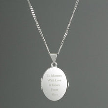 Load image into Gallery viewer, Personalised Sterling Silver Oval Locket Pendant Necklace