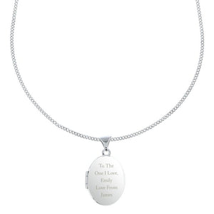 Personalised Sterling Silver Oval Locket Pendant Necklace