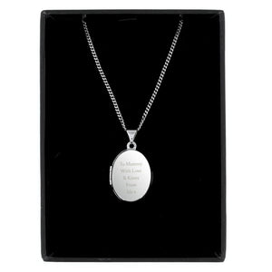 Personalised Sterling Silver Oval Locket Pendant Necklace