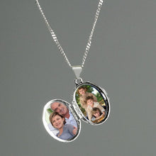Load image into Gallery viewer, Personalised Sterling Silver Oval Locket Pendant Necklace