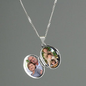Personalised Sterling Silver Oval Locket Pendant Necklace