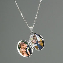 Load image into Gallery viewer, Personalised Sterling Silver Oval Locket Pendant Necklace