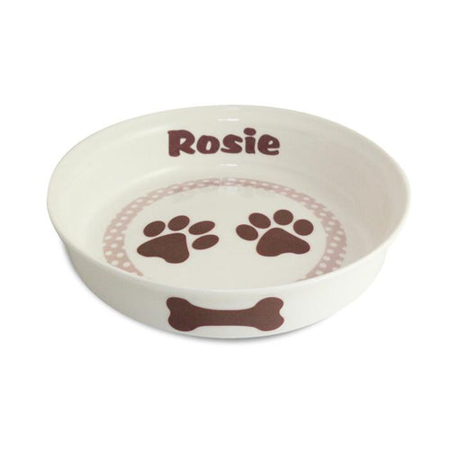 Personalised Brown Paws Dog Bowl
