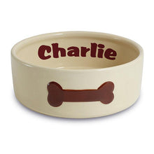 Load image into Gallery viewer, Personalised Large Brown Paws Dog Bowl