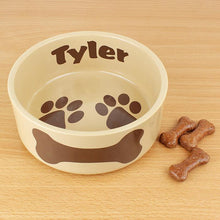 Load image into Gallery viewer, Personalised Large Brown Paws Dog Bowl