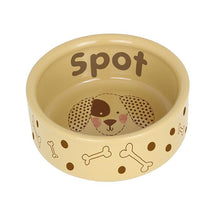 Load image into Gallery viewer, Personalised Dog Stitch Medium Brown Dog Bowl