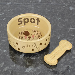 Personalised Dog Stitch Medium Brown Dog Bowl