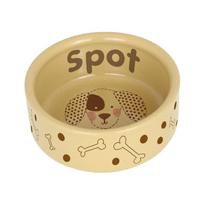 Personalised Dog Stitch Medium Brown Dog Bowl