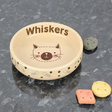 Load image into Gallery viewer, Personalised Cat Stitch Small Brown Cat Bowl