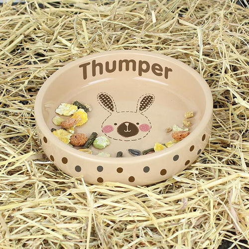 Personalised Rabbit Stitch Small Brown Rabbit Bowl