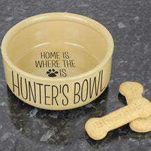 Load image into Gallery viewer, Personalised Home Is Where Large Brown Dog Bowl