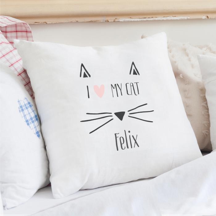 Personalised Cat Features Cushion Cover
