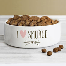 Load image into Gallery viewer, Personalised Cat Features 14cm Medium White Pet Bowl