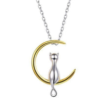 Load image into Gallery viewer, 925 Sterling Silver Cat On The Moon Pendant/Necklace