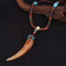 Load image into Gallery viewer, Tibetan Horn Pendant Sandalwood Handmade Necklace