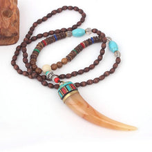 Load image into Gallery viewer, Tibetan Horn Pendant Sandalwood Handmade Necklace