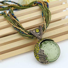Load image into Gallery viewer, Vintage Boho Reiki Ball Opal Stone Pendant Necklace For Women/ Rhinestone Rope