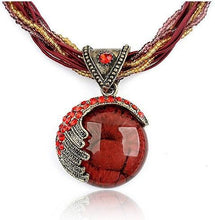 Load image into Gallery viewer, Vintage Boho Reiki Ball Opal Stone Pendant Necklace For Women/ Rhinestone Rope