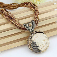Load image into Gallery viewer, Vintage Boho Reiki Ball Opal Stone Pendant Necklace For Women/ Rhinestone Rope